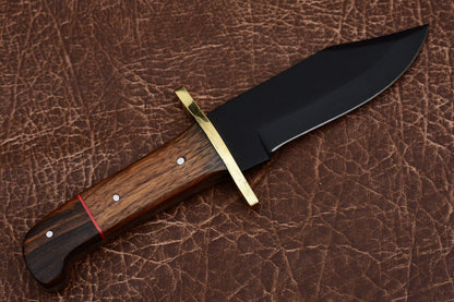 Custom Forged Carbon Steel Handmade Survival Camping Bowie Knife With Wood Handle