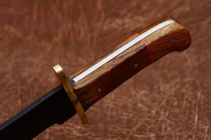Custom Forged Carbon Steel Handmade Survival Camping Bowie Knife With Wood Handle