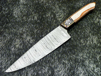 12" Handmade Damascus Steel Chef Knife with Hardwood Handle – Professional Kitchen Knife