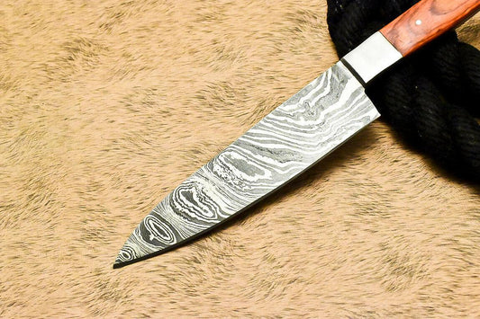 Custom Handmade Damascus Steel Hunting Chef Knife with Hard Wood Handle – 12"