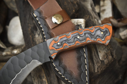 7.5" Hand Forged Skinner Knife | AUS-8 Steel Blade | Hardwood Handle | EDC Outdoor Hunting Gift