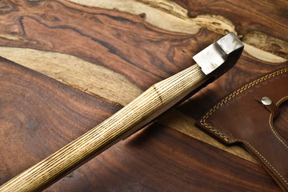Handmade High Carbon Steel Vikings Hatchet – Etched Blade with Leather Sheath