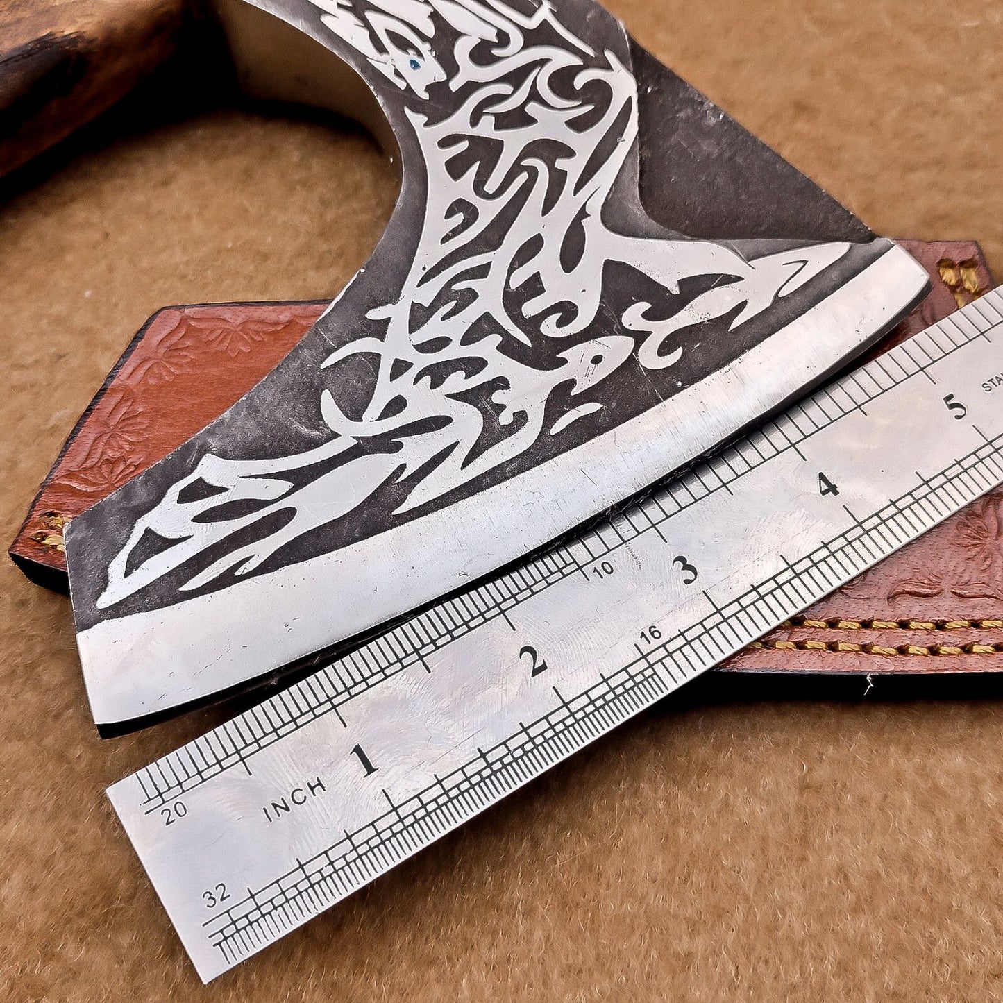 Custom Hand-Forged Carbon Steel Viking VALHALLA Axe – 18-Inch Tomahawk Throwing Axe with Leather Sheath