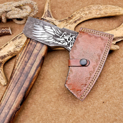 Custom Hand-Forged Carbon Steel Viking VALHALLA Axe – 18-Inch Tomahawk Throwing Axe with Leather Sheath