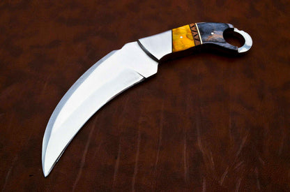 Best Karambit Custom D2 Steel Karambit Knife 10" Pakka Wood Handle Karambit with Sheath