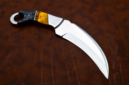 Best Karambit Custom D2 Steel Karambit Knife 10" Pakka Wood Handle Karambit with Sheath