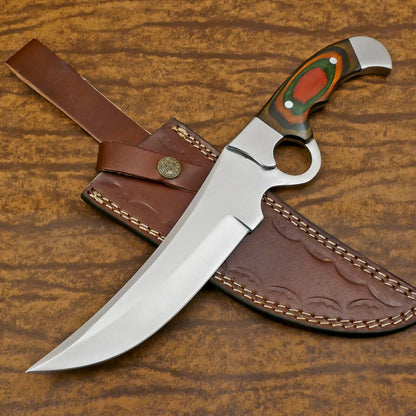 Handmade D2 Full Tang Bowie EDC Hunting Knife – 12" Pakka Wood Handle
