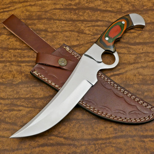 Handmade D2 Full Tang Bowie EDC Hunting Knife – 12" Pakka Wood Handle