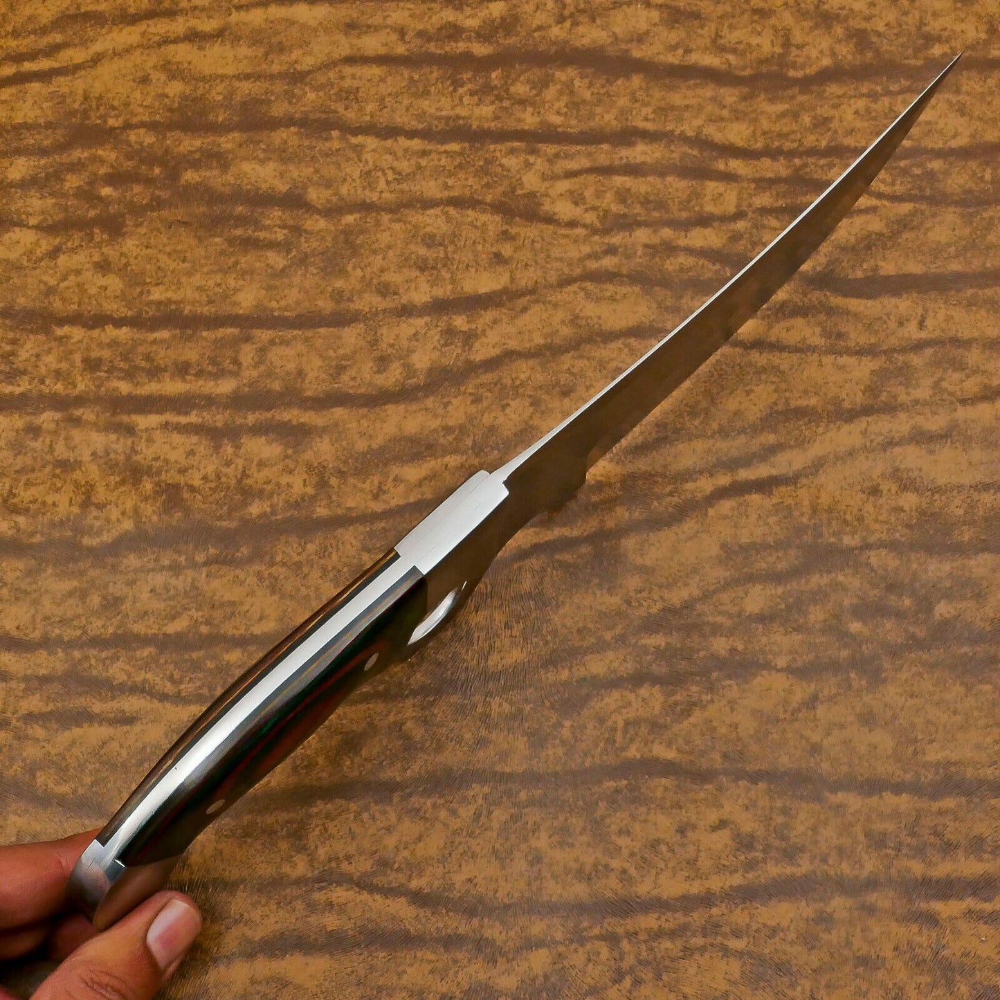 Handmade D2 Full Tang Bowie EDC Hunting Knife – 12" Pakka Wood Handle