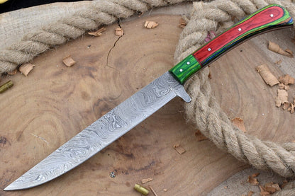 Custom Handmade Forged Damascus Steel Kitchen Chef Knife with Multi Dollar Sheet Handle