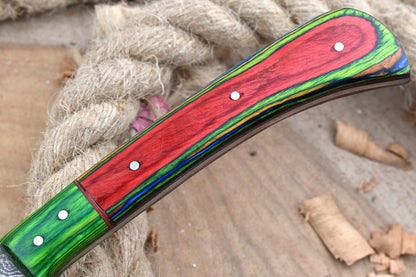 Custom Handmade Forged Damascus Steel Kitchen Chef Knife with Multi Dollar Sheet Handle