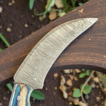 9" Best Damascus Karambit Twist Damascus Steel Karambit Hunting Knife With Wood Handle