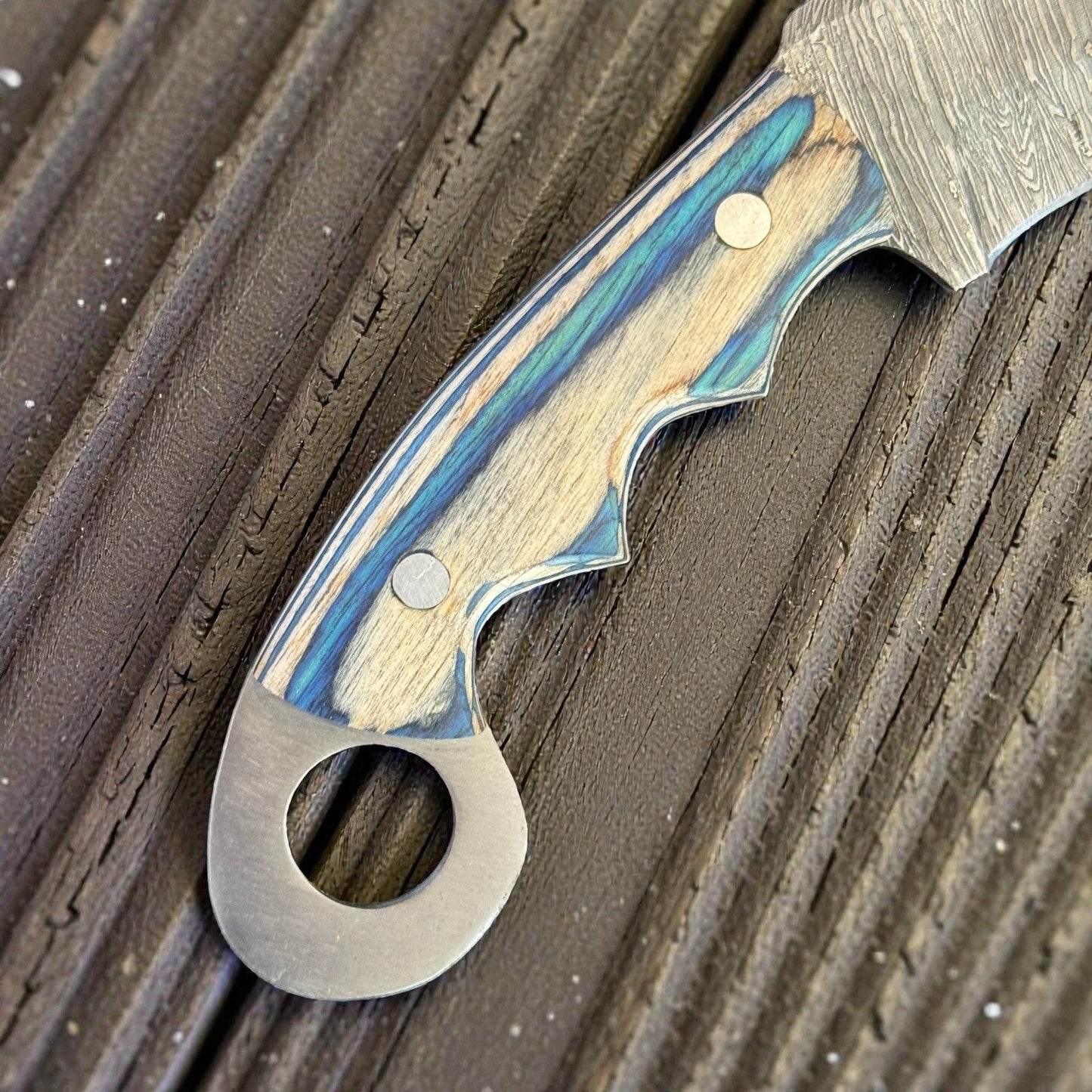 9" Best Damascus Karambit Twist Damascus Steel Karambit Hunting Knife With Wood Handle