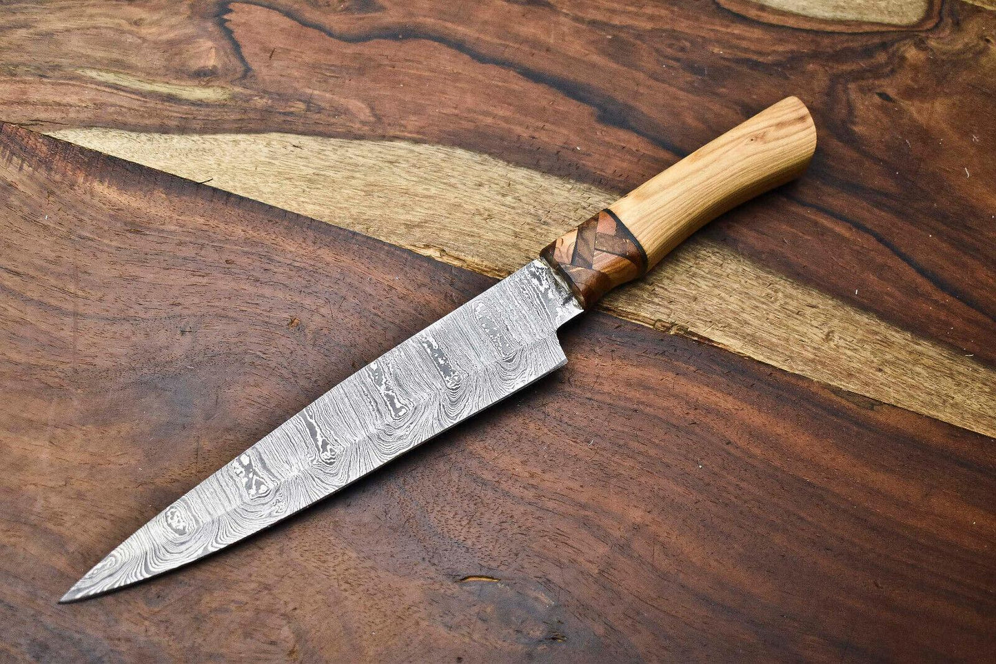 Handmade Damascus Steel Full Tang Chef Knife – Custom Forged Blade