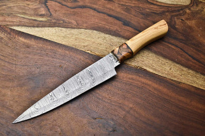Handmade Damascus Steel Full Tang Chef Knife – Custom Forged Blade