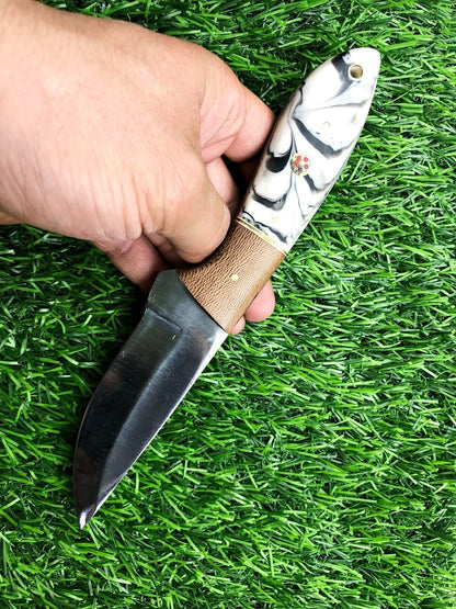 8" Handmade Stainless Steel Skinner – Hunting & Survival Blade with Premium Leather Sheath