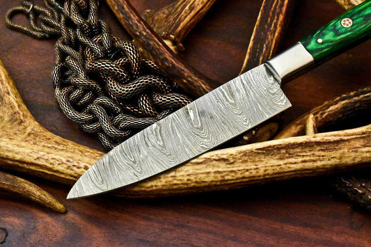 Gorgeous Handmade Damascus Chef Hunting Knife – 12" Full Tang with Hardwood Handle