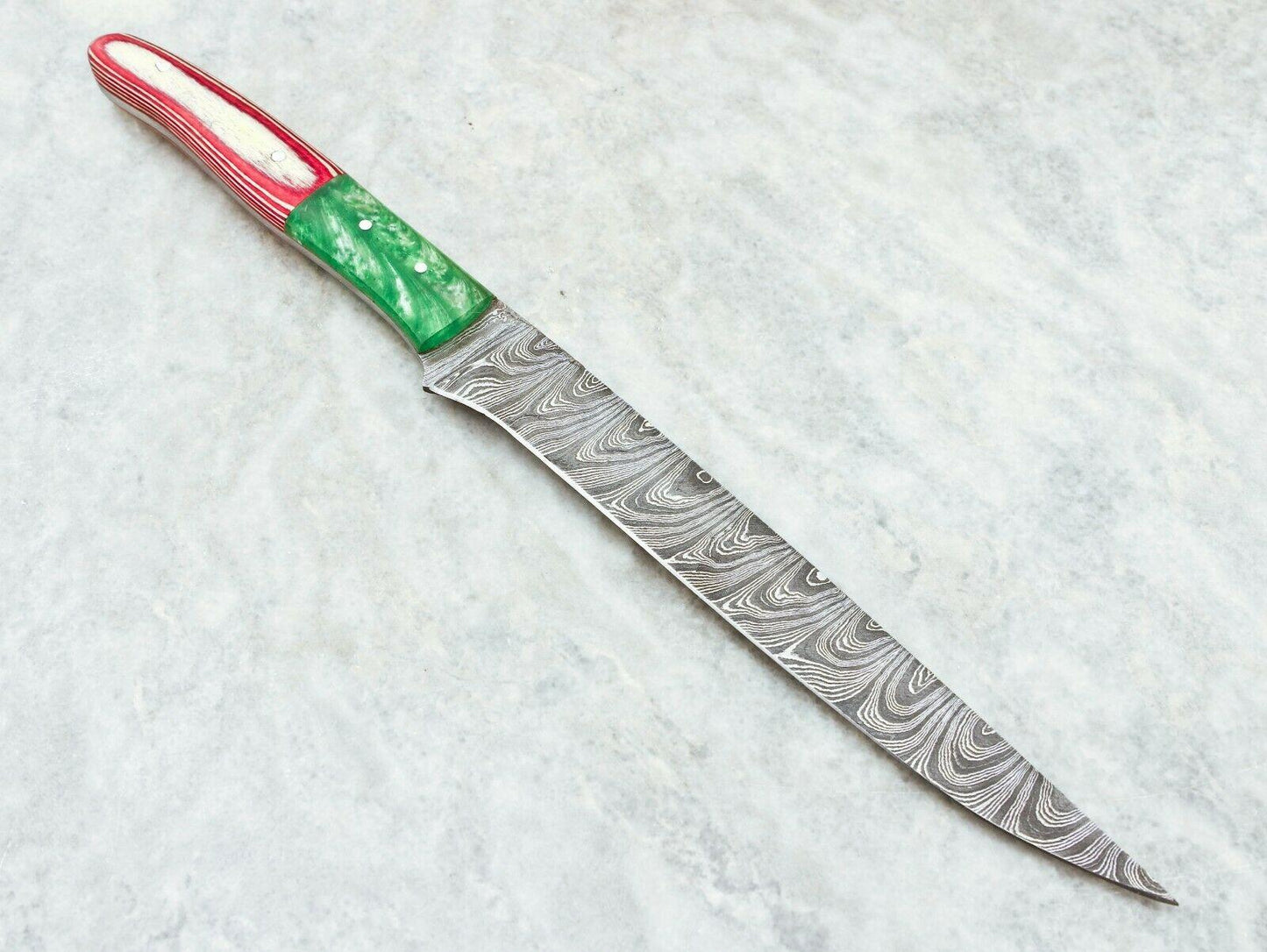 Custom Handmade 12" Damascus Fillet Knife Custom Fillet Knife With Resin Handle