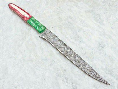 Custom Handmade 12" Damascus Fillet Knife Custom Fillet Knife With Resin Handle
