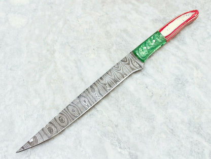 Custom Handmade 12" Damascus Fillet Knife Custom Fillet Knife With Resin Handle