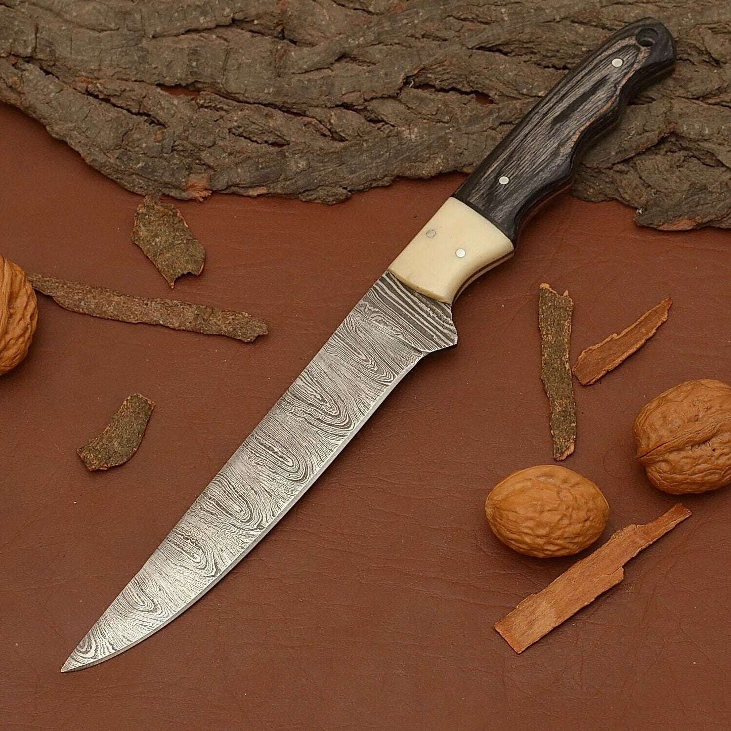 Handmade Damascus Steel Filet Knife Kitchen Knife With Wood Handle
