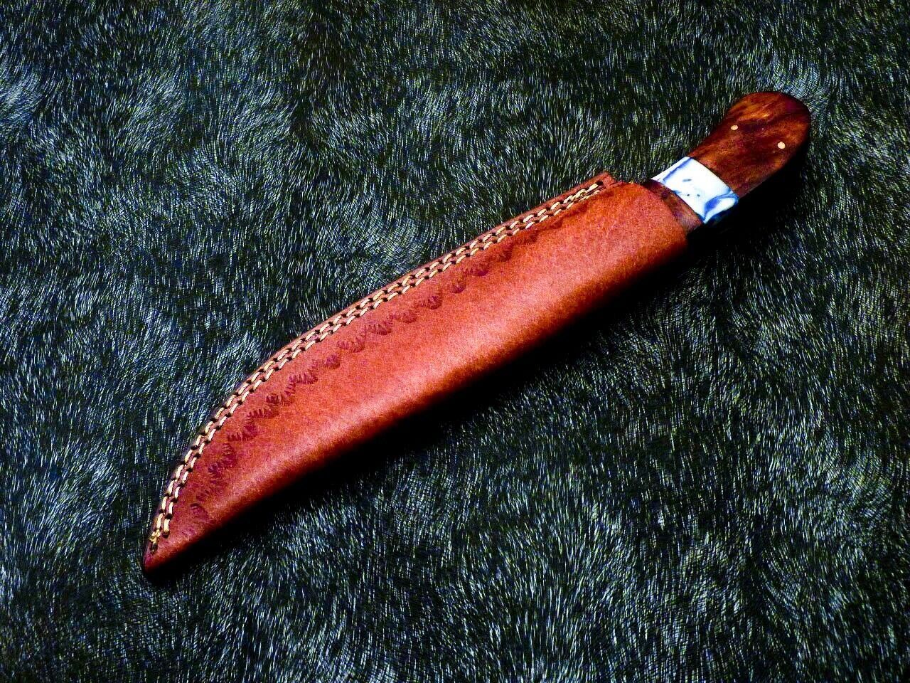 10" Damascus Steel Bowie Hunting Knife – Resin & Wood Handle