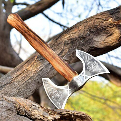 Handmade High Carbon Steel Double Head Viking Axe – Tomahawk, Hatchet & Integral