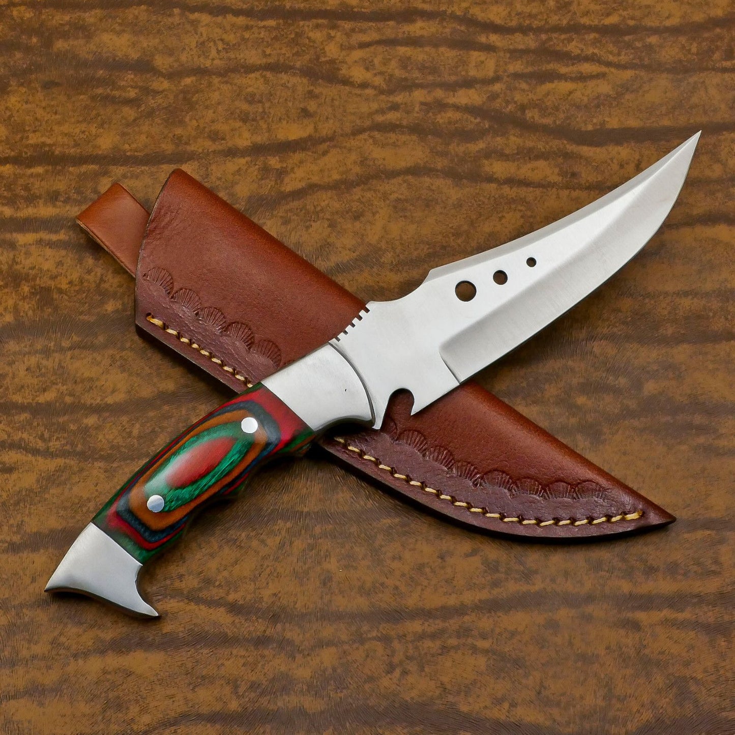 Adventure D2 Bowie Knife | 11-Inch Full Tang Blade with Pakka Wood Handle