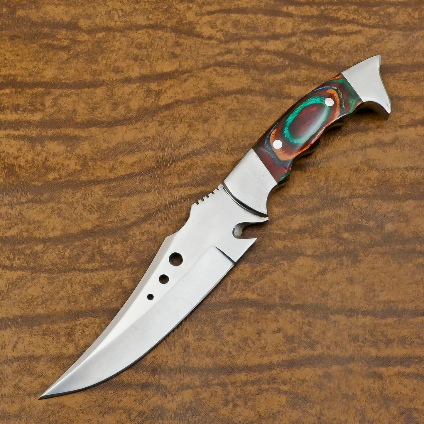 Adventure D2 Bowie Knife | 11-Inch Full Tang Blade with Pakka Wood Handle
