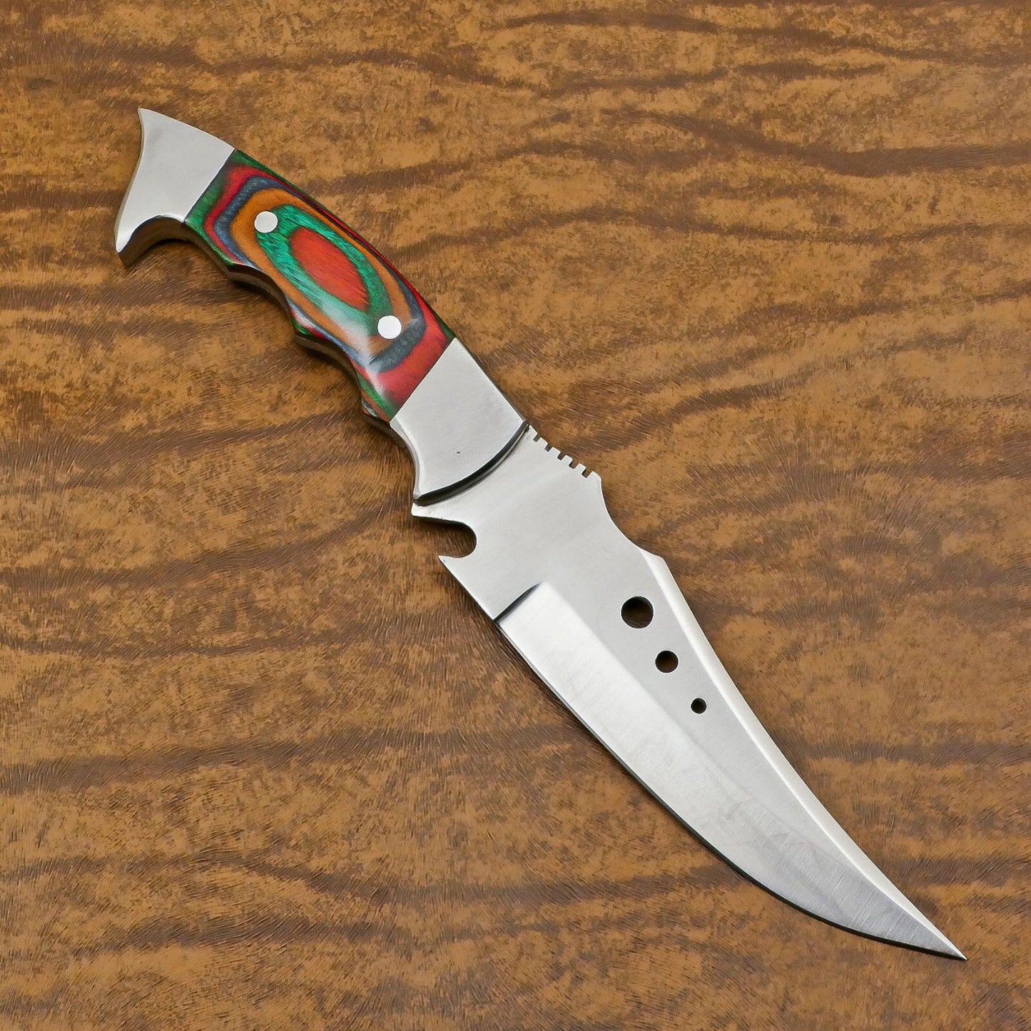 Adventure D2 Bowie Knife | 11-Inch Full Tang Blade with Pakka Wood Handle