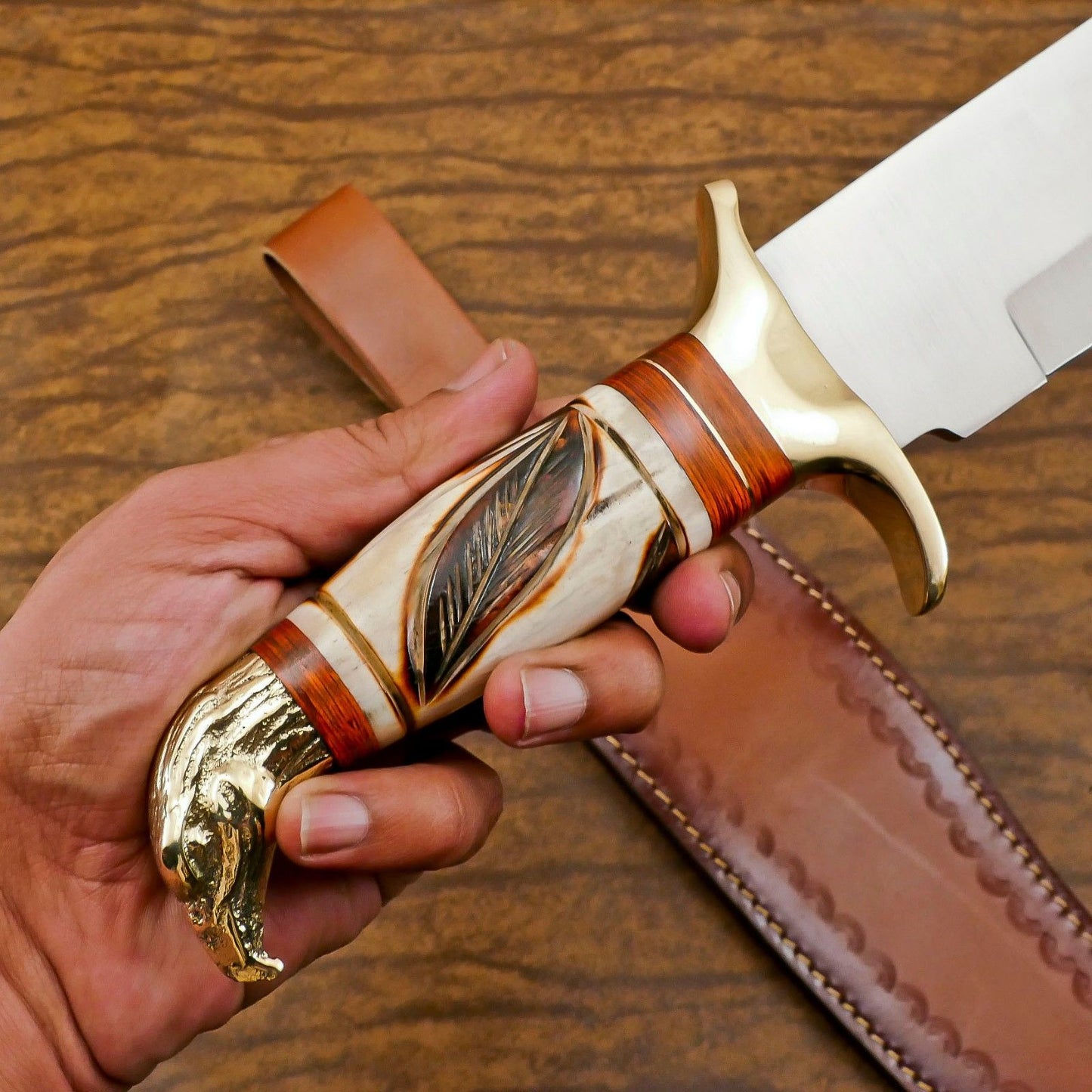 Premium Custom Handmade D2 Steel Bowie Knife – 13-Inch Hunting & Camping Blade