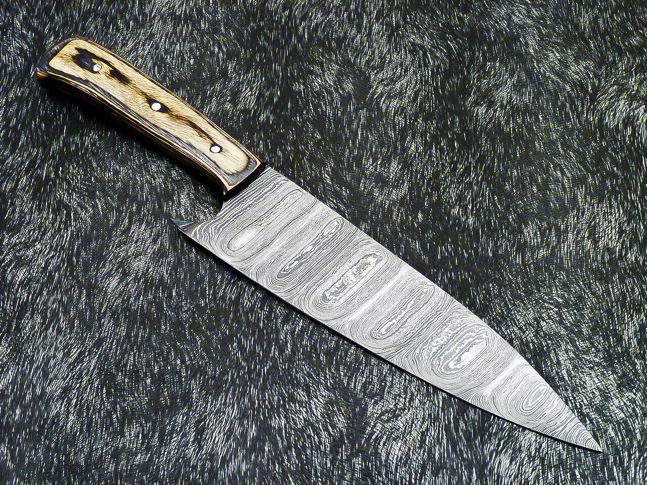 12" Professional Chef Knife – Handmade Damascus Steel with Hard Wood Handle