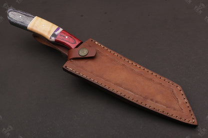 13” Handmade Damascus Steel Chef Knife – Resin Handle with Brass Pins