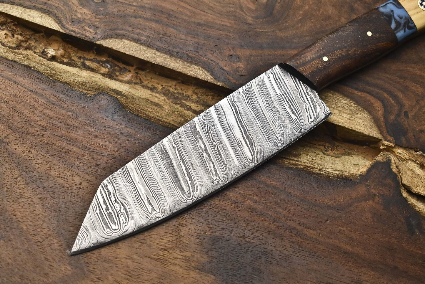 Handmade Twist Damascus Chef Knife with Hardwood Handle – Best Selling Kitchen Knife
