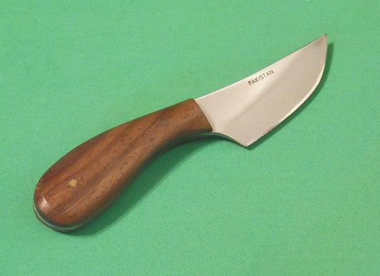 4.6" Small Skinner Patch Knife Stainless Steel Full Tang Blade Brown Wood Handle with Leather Sheath