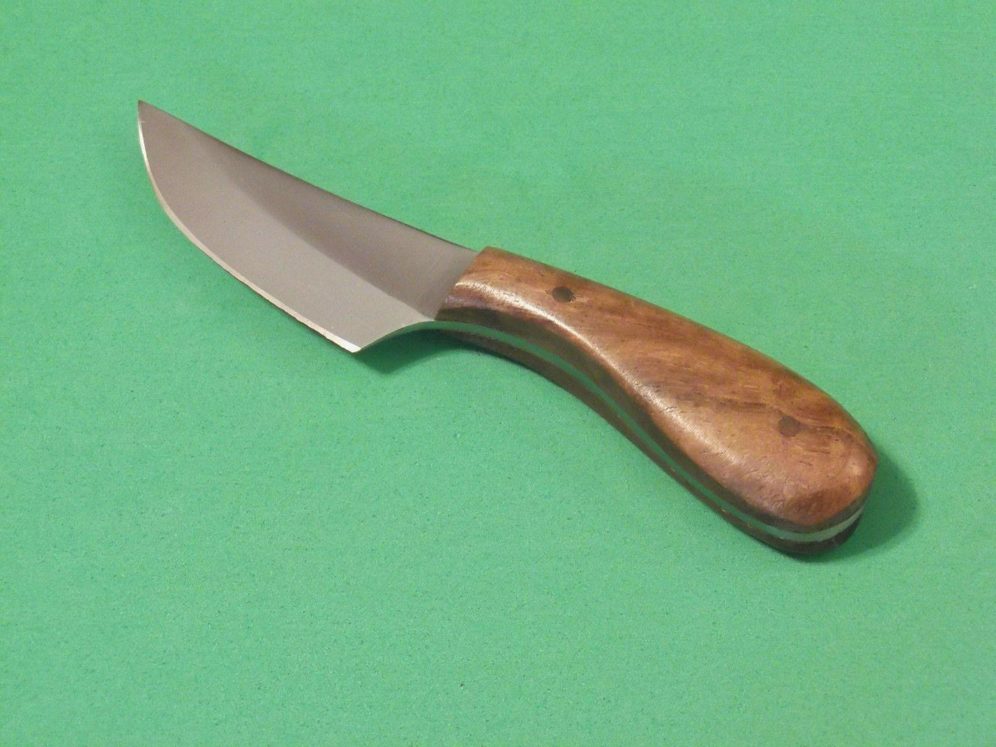 4.6" Small Skinner Patch Knife Stainless Steel Full Tang Blade Brown Wood Handle with Leather Sheath