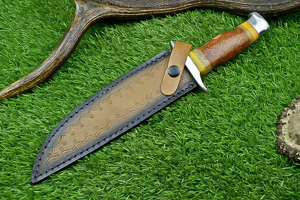 Heritage Forge Shadowline Damascus Steel Bowie Knife with Resin Handle