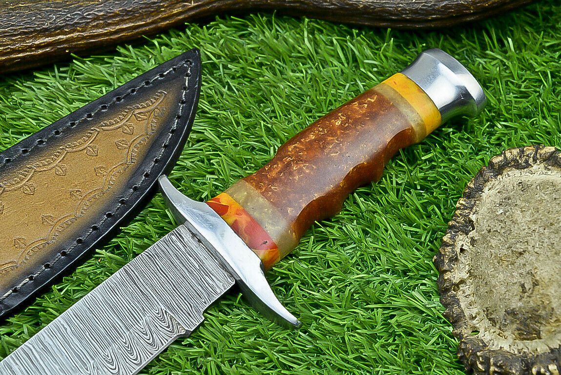 Heritage Forge Shadowline Damascus Steel Bowie Knife with Resin Handle