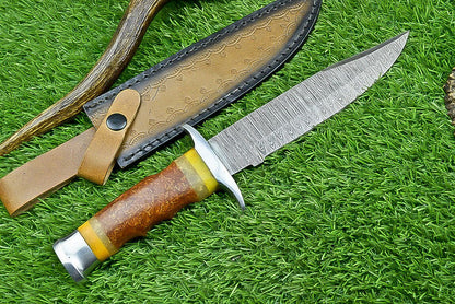 Heritage Forge Shadowline Damascus Steel Bowie Knife with Resin Handle