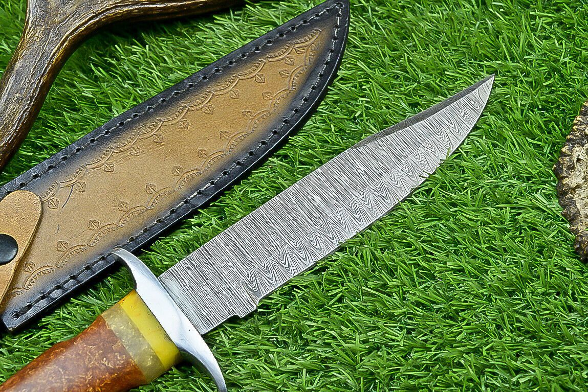 Heritage Forge Shadowline Damascus Steel Bowie Knife with Resin Handle