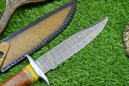 Heritage Forge Shadowline Damascus Steel Bowie Knife with Resin Handle
