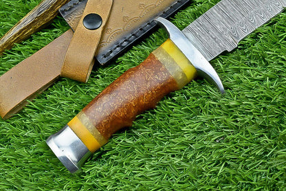 Heritage Forge Shadowline Damascus Steel Bowie Knife with Resin Handle