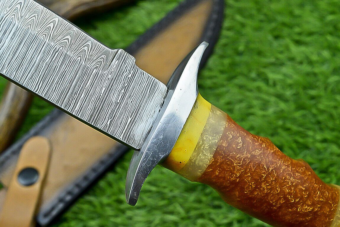 Heritage Forge Shadowline Damascus Steel Bowie Knife with Resin Handle