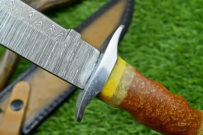 Heritage Forge Shadowline Damascus Steel Bowie Knife with Resin Handle