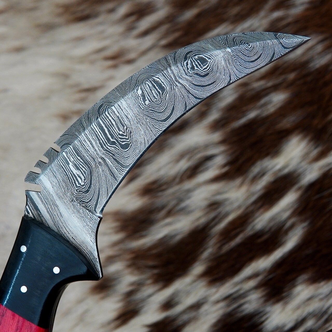 Handmade 9” Damascus Karambit Knife Wood Handle Damascus Steel Karambit