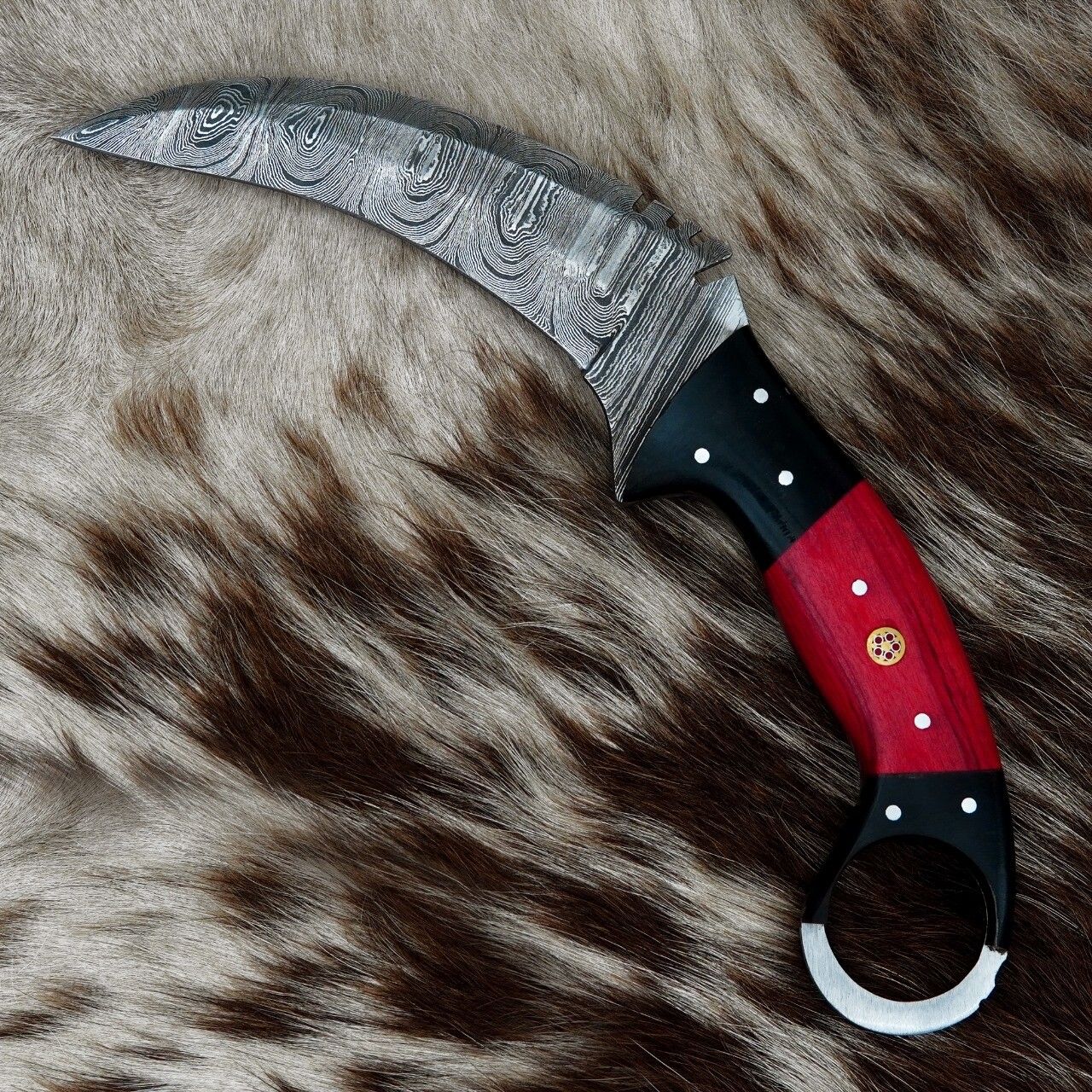 Handmade 9” Damascus Karambit Knife Wood Handle Damascus Steel Karambit