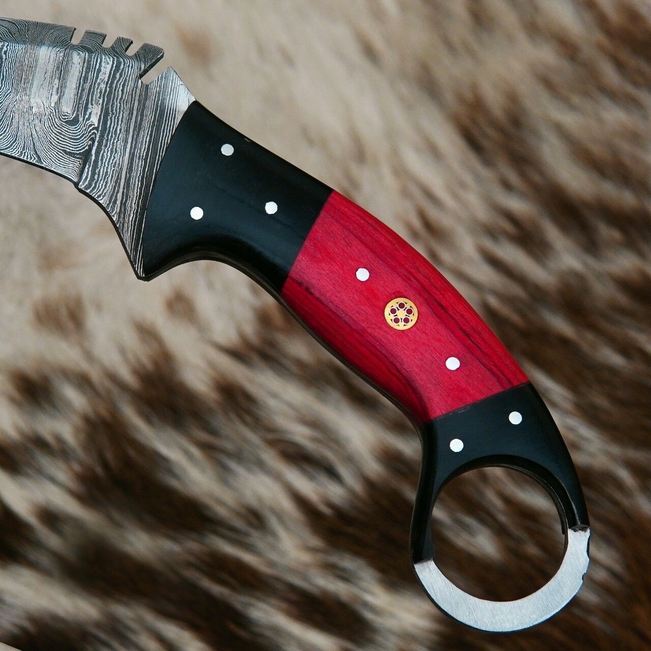 Handmade 9” Damascus Karambit Knife Wood Handle Damascus Steel Karambit