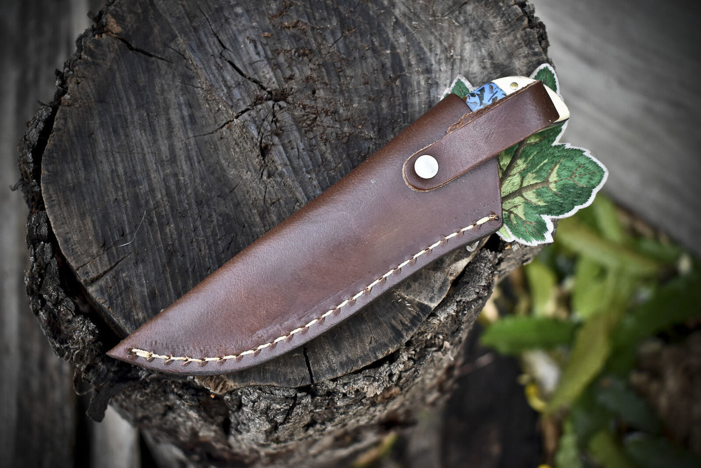 Ladder Damascus Skinner Knife – 7.5" Micarta Handle EDC Tactical Closeout