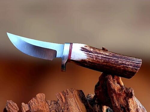 Handmade 7″ Skinner Knife – Stainless Steel Blade, Stag Handle, Full Tang with Leather Sheath