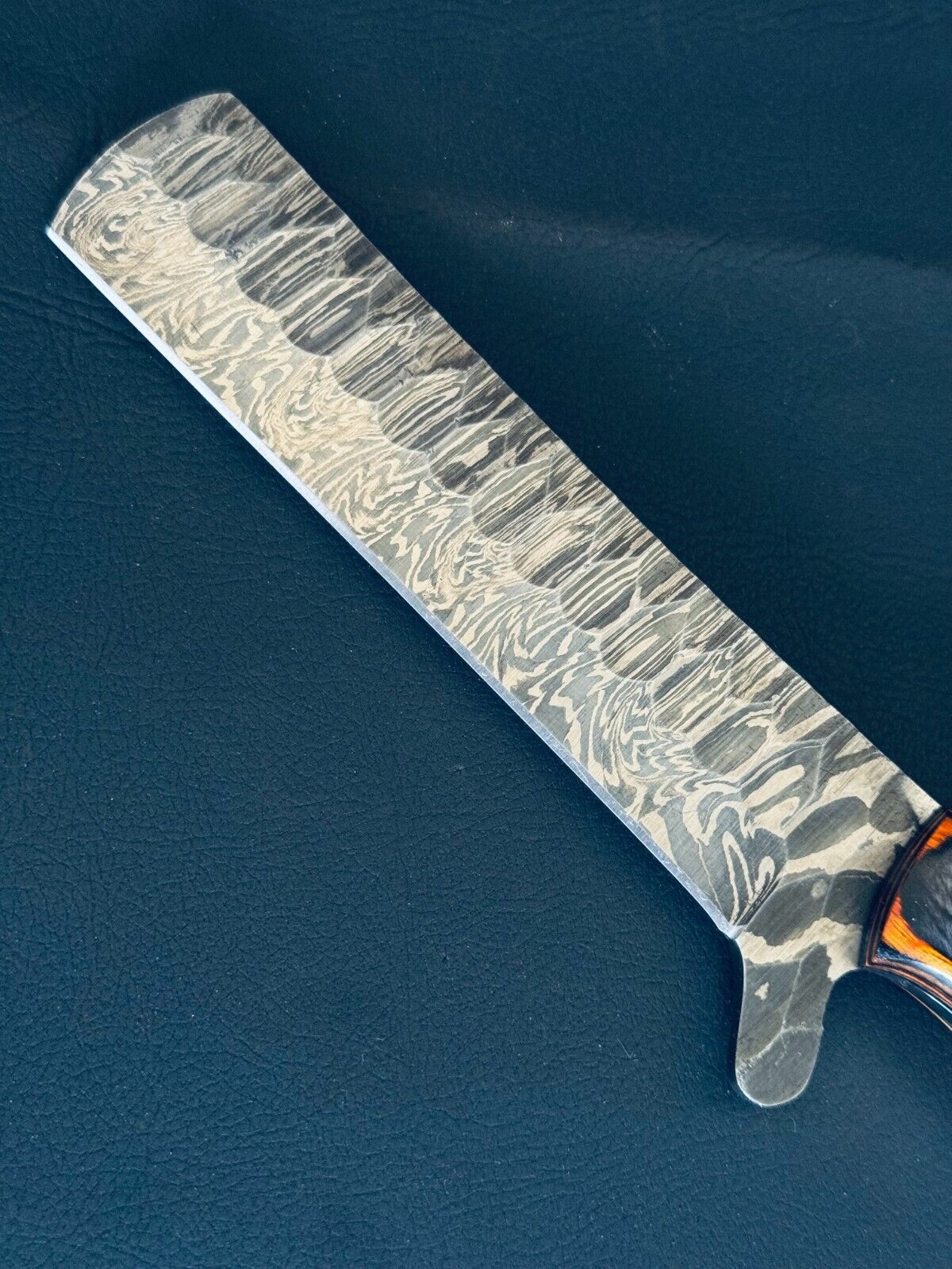 Cowboy Bull Cutter Knife 12" Fire Storm Damascus Steel Bull Cutter Knife With Wood Handle